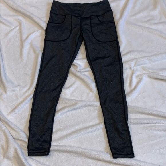 GWC Gray and Black Full-Length Leggings | Sz L - Picture 2 of 6